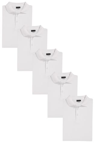 White Poloshirts Five Pack (3-16yrs)